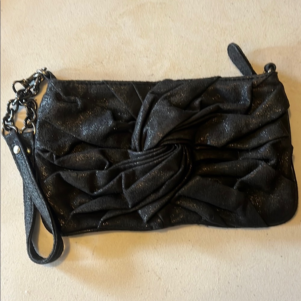 Charlotte Russe Black Clutch with Ruched Texture